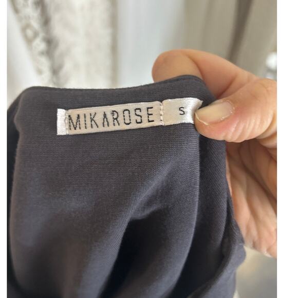 Mikarose Women's Size S Gray Scalloped Neck Tie Waist A Line Dress #0601 - Picture 7 of 11